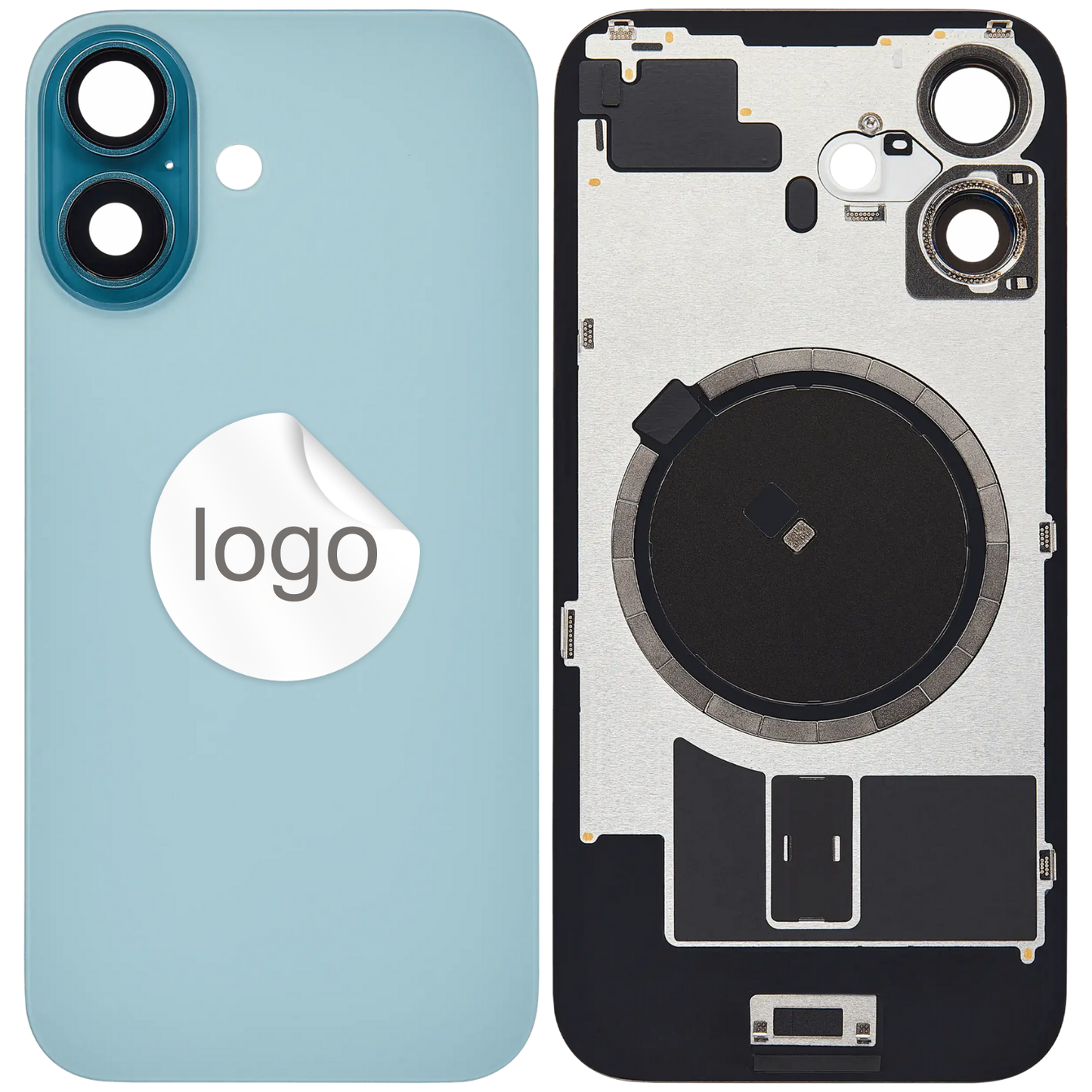 Vitre Arrière iPhone 16 Vert Sarcelle Assemblée avec Logo